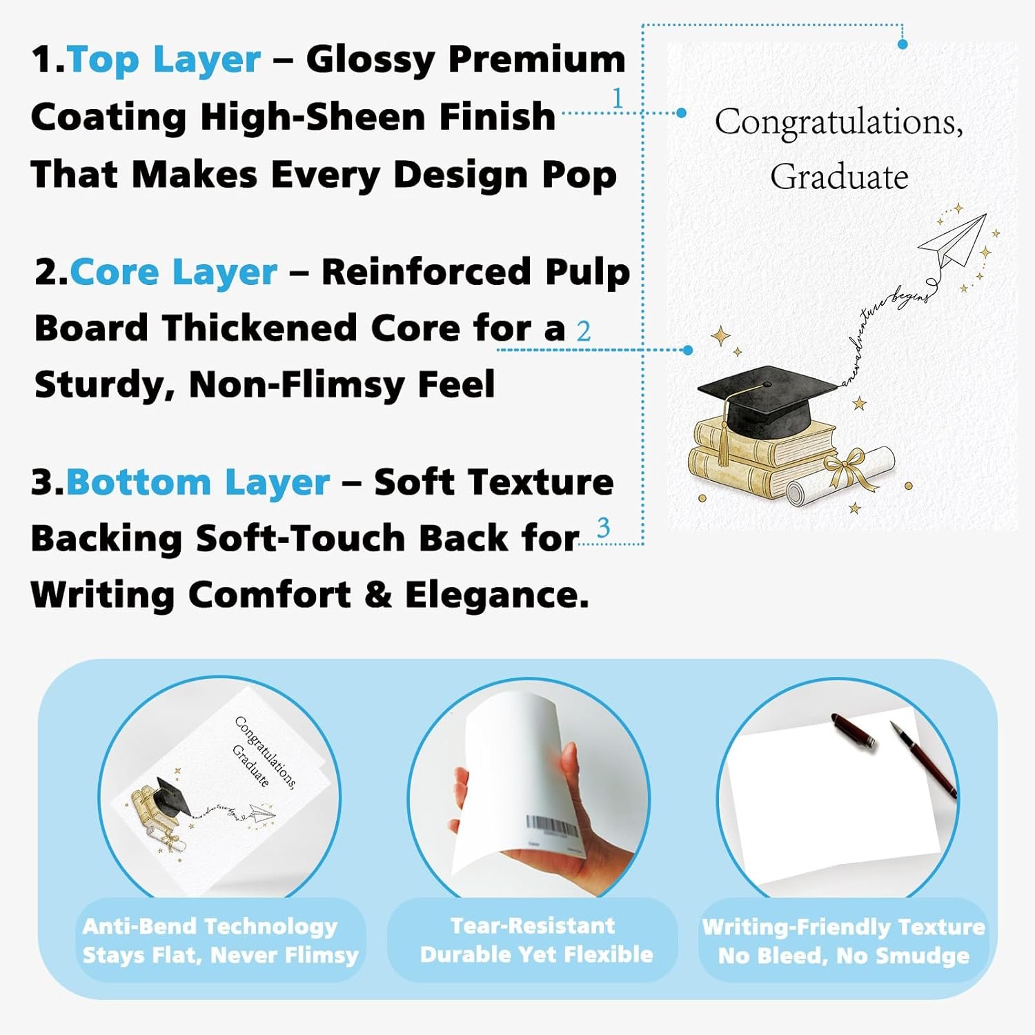 Elegant Graduation Card for Son Daughter, Congratulations Card for Him and Her, High School & College Graduation Gift, Congratulations Card - Image 5